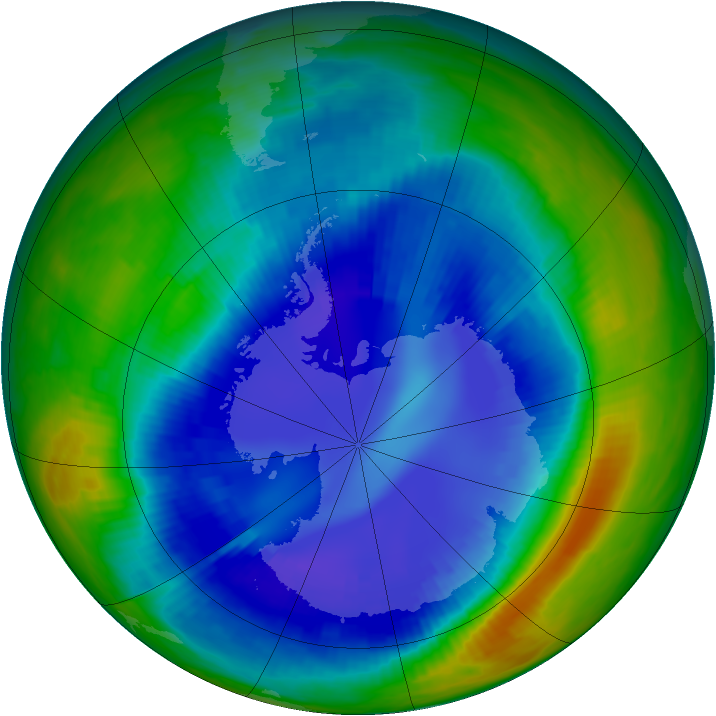 Antarctic ozone map for 24 August 2000